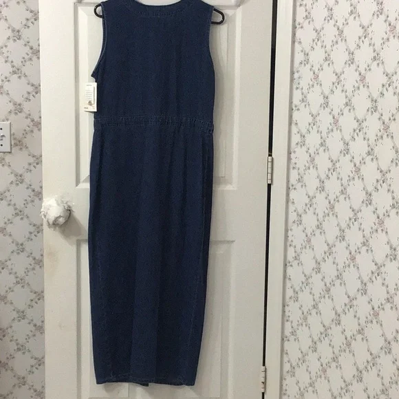 NWT Vintage Faded Glory Sz M 8/10 Front Button Down Sheath Jean Maxi Dress. - Picture 2 of 8